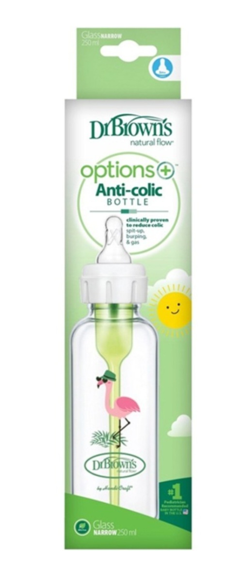 شیشه شیر پیرکس باریک دکتر براون طرح فلامینگو DR browns 250ml |